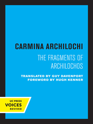 cover image of Carmina Archilochi